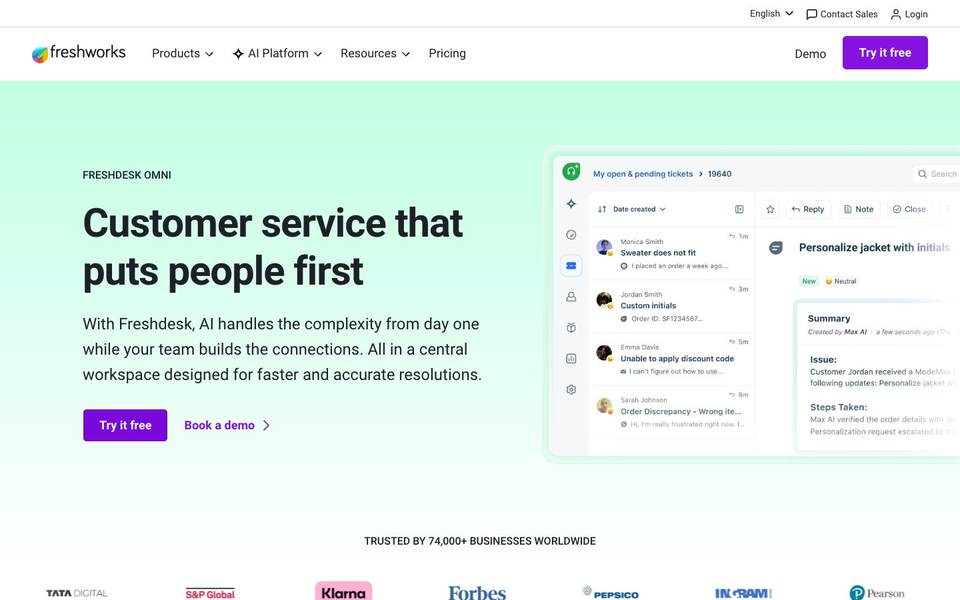 Freshdesk Omni Скриншот страницы