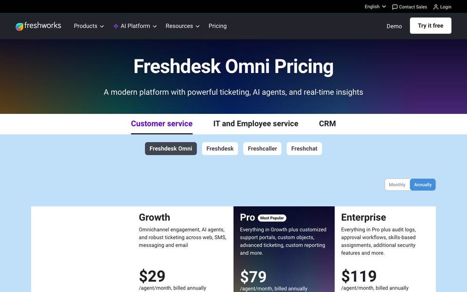 Freshdesk Omni скриншот цен